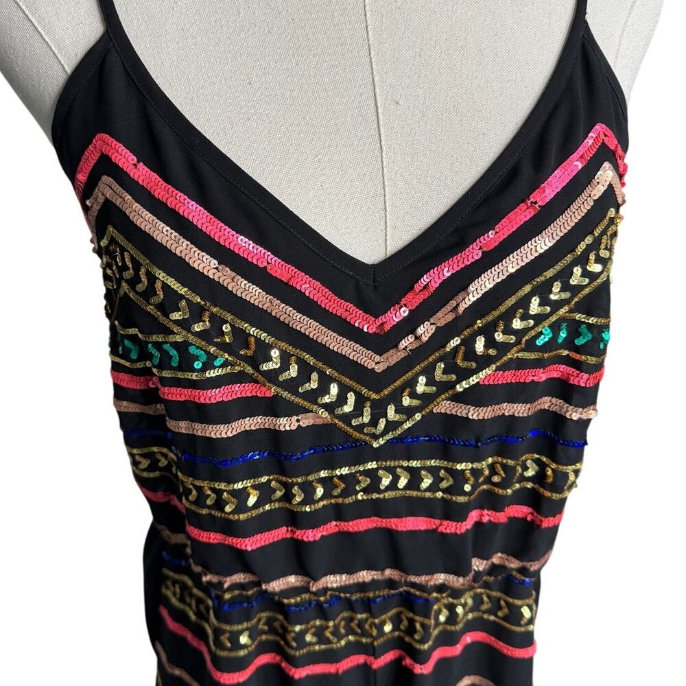 Mara Hoffman Sequin Striped Georgette Spaghetti Strap Jumpsuit black size XS - Picture 8 of 13